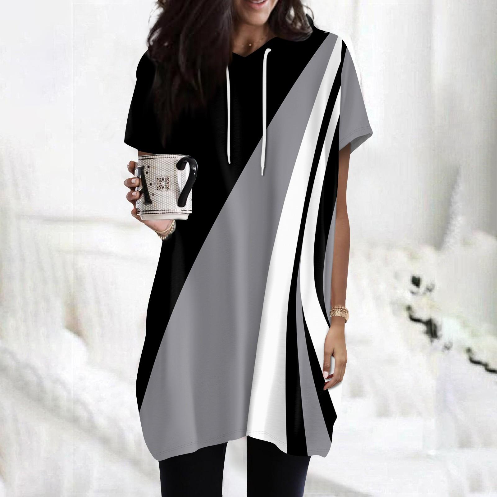 

Женские толстовки, повседневные рубашки с короткими рукавами, модные туники с принтом, топы с карманами XL серый