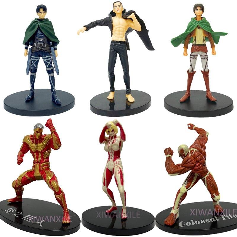 18cm Attack on Titan Eren Jaeger Anime Figure Shingeki No Kyojin Levi Ackerman Action Figure The Armored Titan Figurine Doll Toy