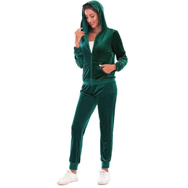 Velvet Velour Tracksuit Set Women Soft Stretch Lounge Zip Up Hoody and Jogger Pants Relaxed Sports Outfit