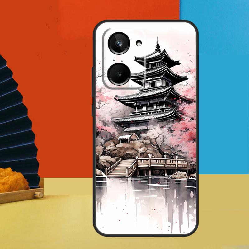 Japanese Art Temple Sakura For Realme 15 Pro 14 12 11 10 13 Pro Plus C65 C67 C63 C61 C55 C51 C53 C35 C75 GT6 GT7 Case