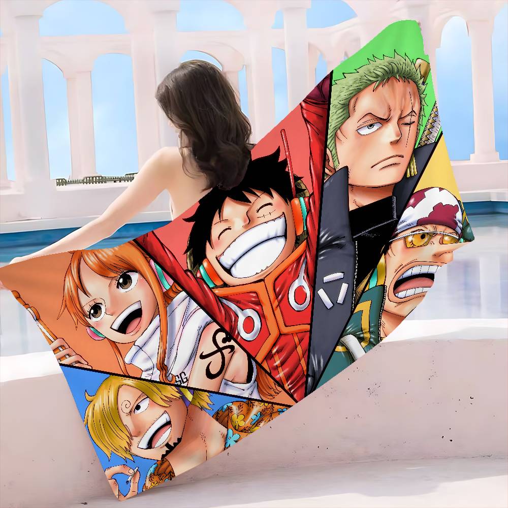 Anime O-ONE P-PIECE Anime Beach Swimming Towel Soft Absorbent Washcloth Children's Gifts for Kids Travel Camping Gym