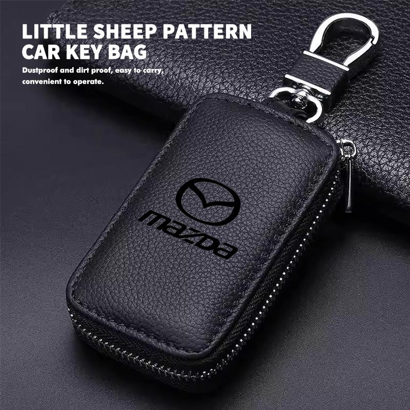 Car Key Storage Bag Leather Zipper Key Organization Cover For Mazda 2 3 5 6 Axela Atenza Speed 6 CX3 CX4 CX5 CX7 CX8 CX9 MS