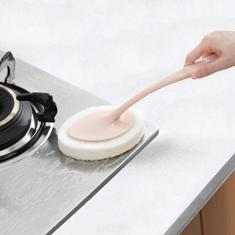 Long-handled Multifunctional Cleaning Sponge Brush Dishwashing Kitchen Toilet Bathroom Decontamination Tool Tile Floor Wipe