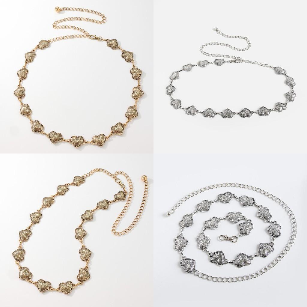Vintage Love Heart Metal Carved Waist Chain Women Festival Waist Accessories
