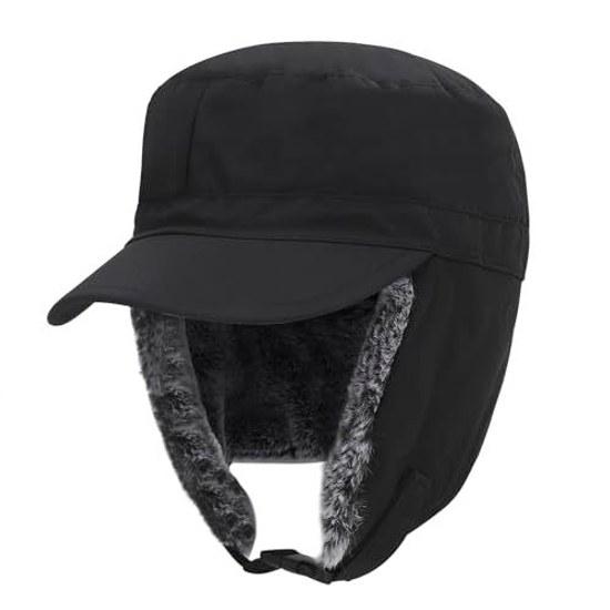 Lying winter hat ear flaps work cap men women waterproof windproof large size aviator warm fleece-lined wide-brimmed use skiing snowboarding cycling 3
