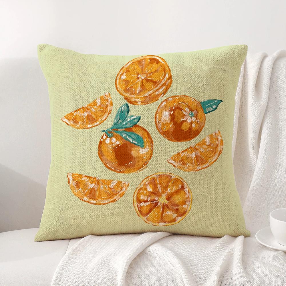 Sunshine Fruit Farm Cushion Cover Natural Linen Organic Fabric DoubleSided Printing Sofa Home Decor Breathable Bed Pillow