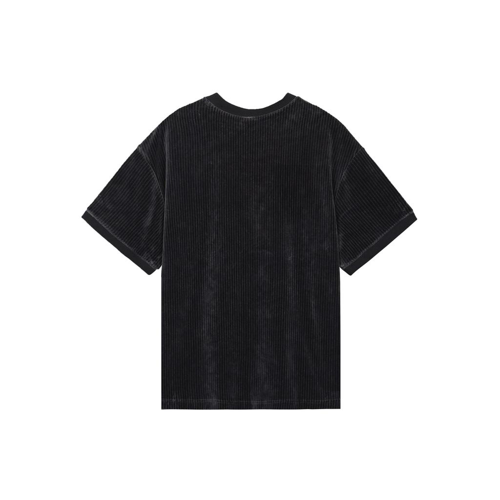 Nike American Vintage Solid Color Brand Logo Embroidered Print Corduroy Short Sleeve T-Shirt Women Tops Black DQ5946-010