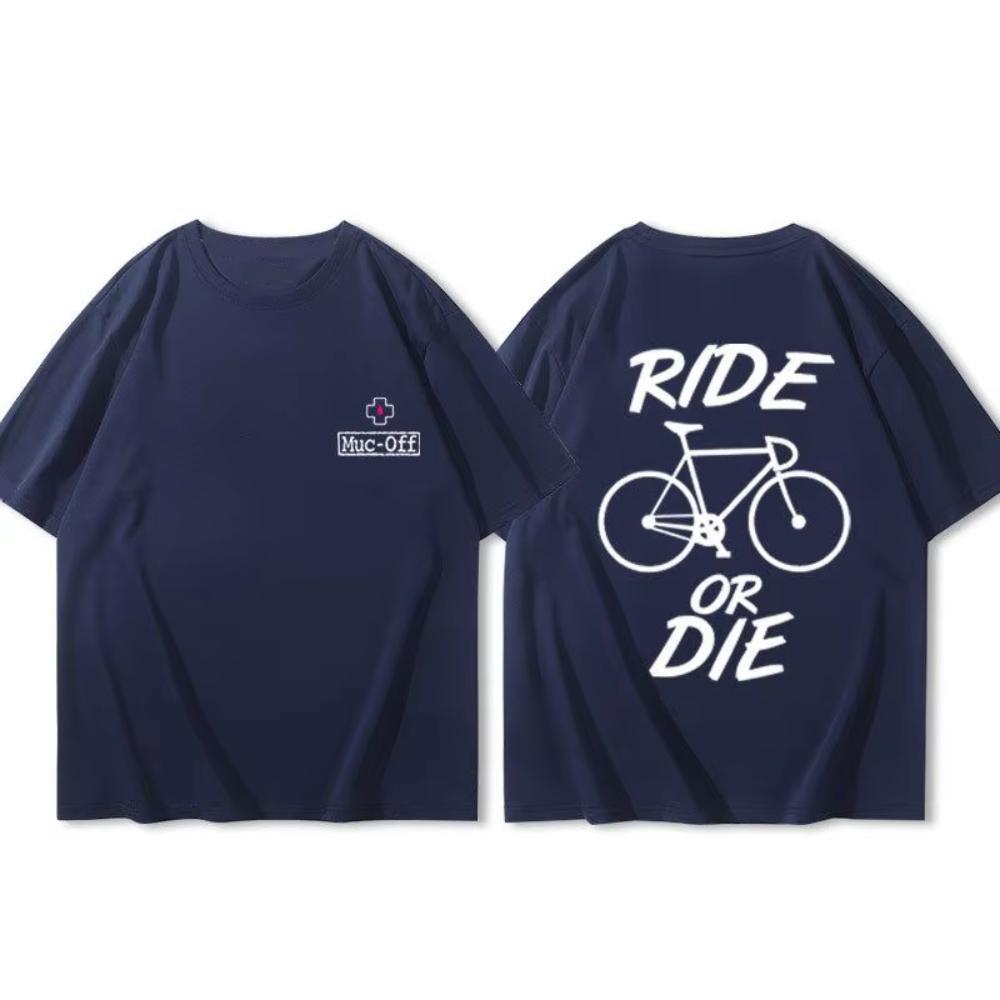 Spring and Summer New Mens and Womens New Cycling Wear Bike Ride or Die Printed Cotton Casual Short Sleeved Round Neck Tshirt