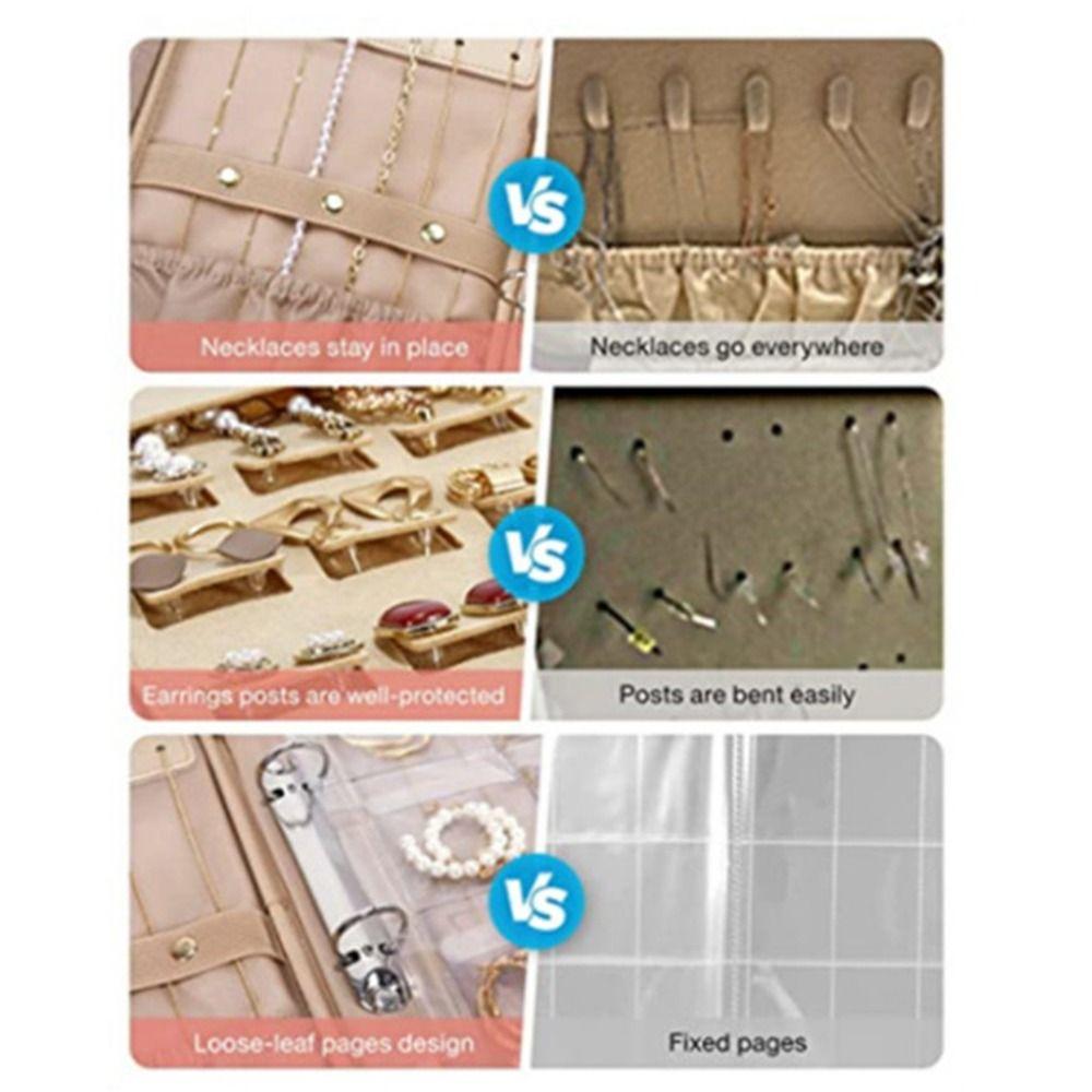 Portable Jewelry Storage Booklet Ring Binder Necklaces Pouch Bag Modern Mini Travel Ring Box  Women