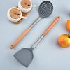Silicone Kitchen Utensils Wooden Handle Non Stick Pot Kitchenware Cooking Set Heat-resistant Soup Spoon Pasta Colander Shovel
