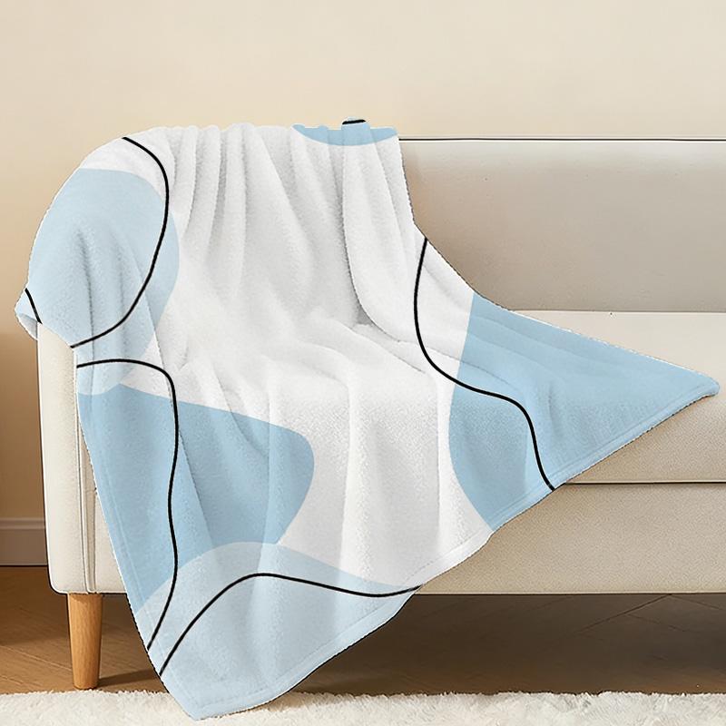 High Density Soft Fleece Blanket - Minimalist Geometric Pattern, Skin-friendly Warm Decor, Perfect for Home, Christmas & Halloween Gift