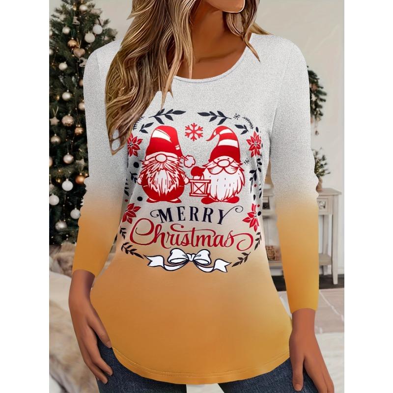 3D Printed Christmas Cute Cat Crew-Neck Long Sleeve T-Shirts Fashion Womens Clothing Casual Y2K Clothes Harajuku Female Clothing