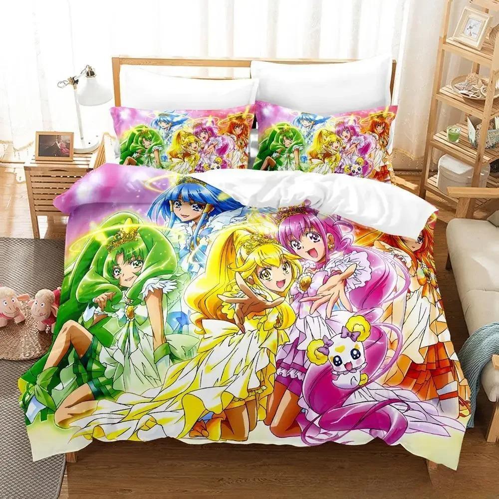 Smile PreCure 3D Anime Bedding Set Single Twin Full Queen King Size Kawaii Duvet Cover for Adult Kid Bedroom