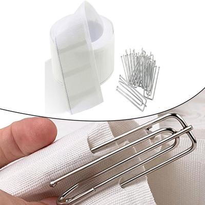 6m Curtain Fabric Tape With 15 Metal Hooks For Easys Hanging Window Drapery Replacement And Home Decor Setup
