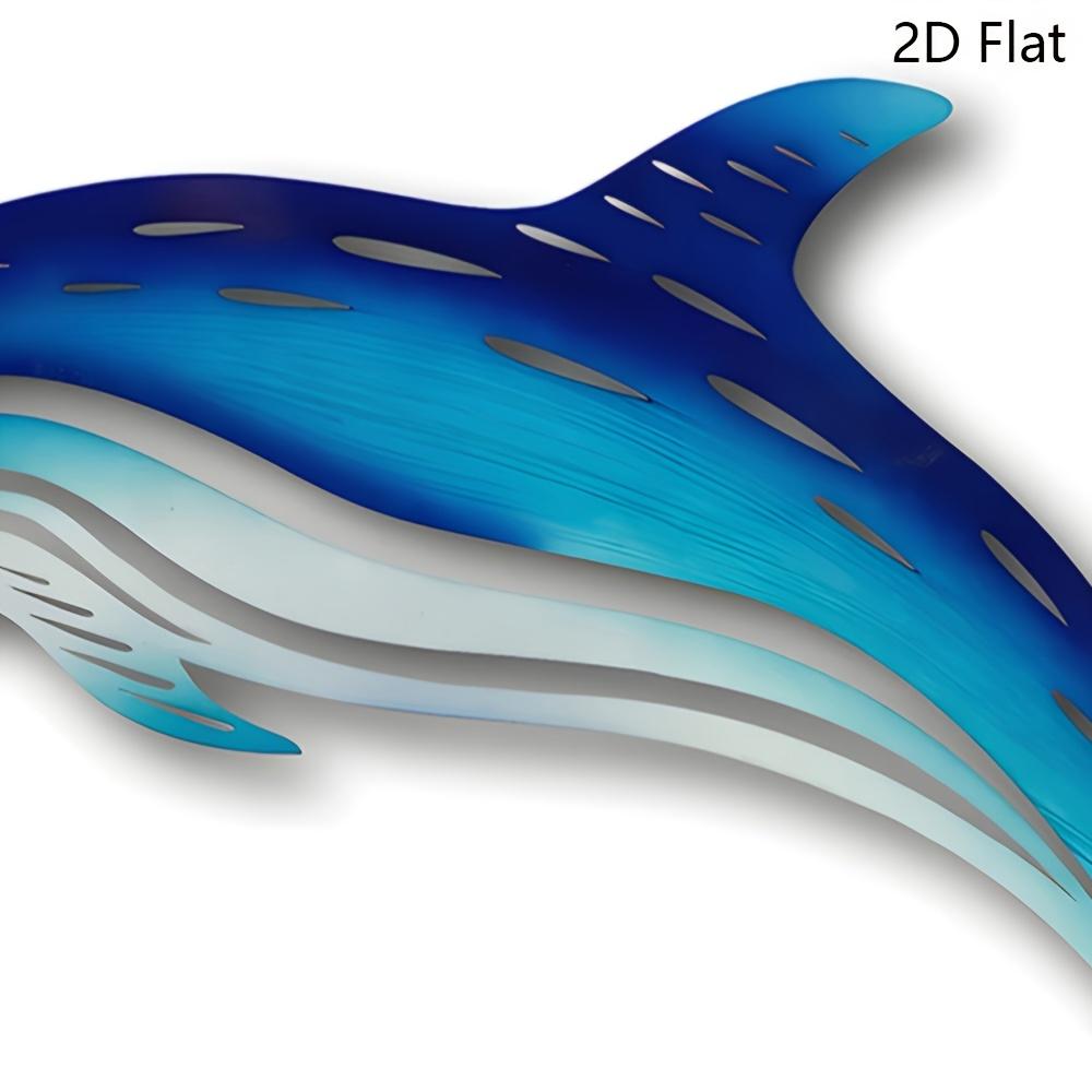 1 Stück Metallic Blau Delfin Wandkunst - Marine Heimdekoration