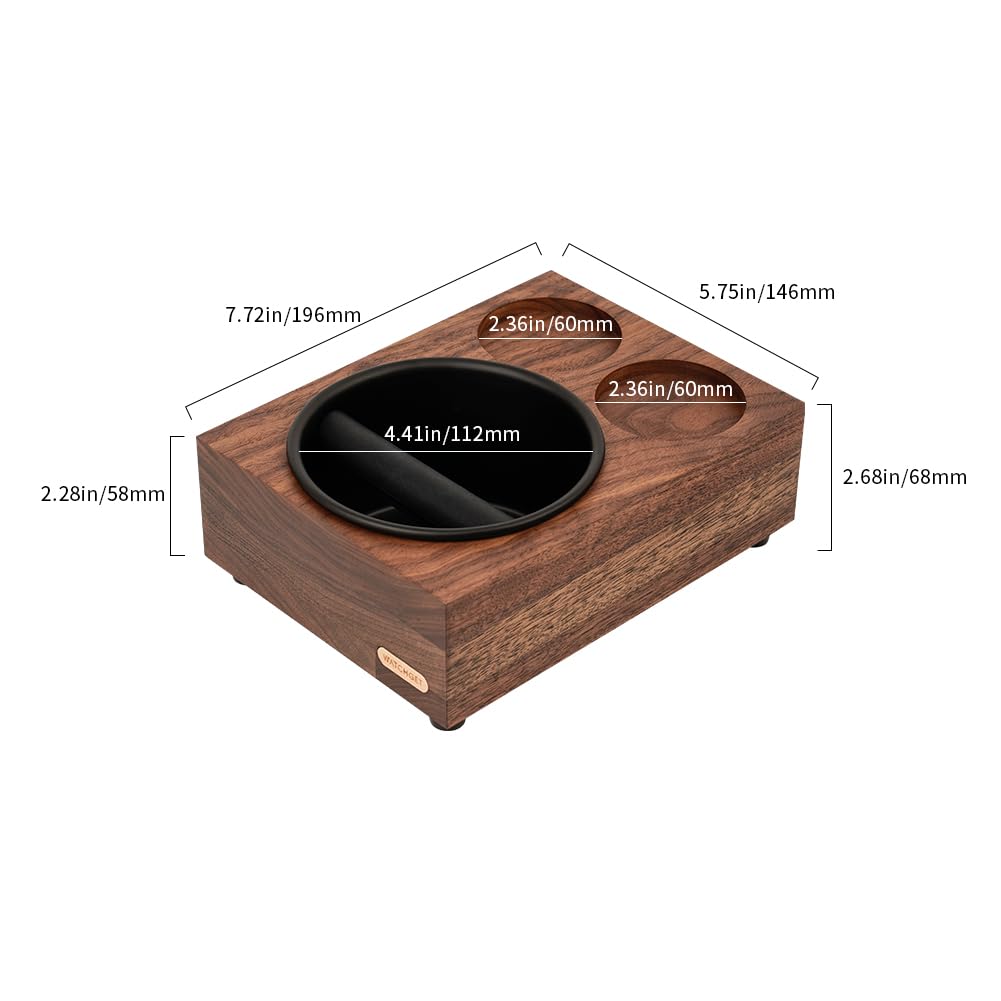 Watchget Knock Box Espresso Knock Box Knock Box Tamper and Distributor Stand Storage Compatible with Walnut Coffee Knock Box Coffee Residue Bucket
