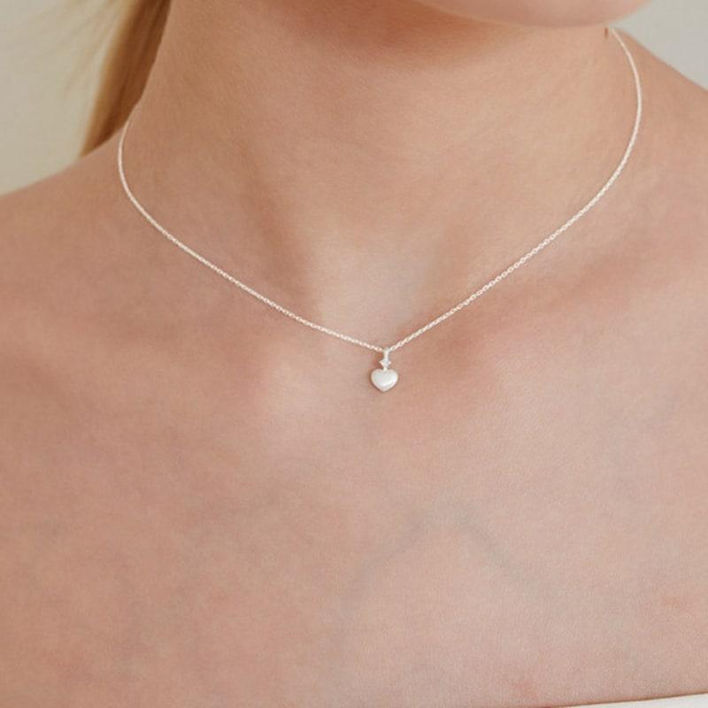 TOU [Exclusive][Silver 925] NC034 Matte Mini Heart Necklace