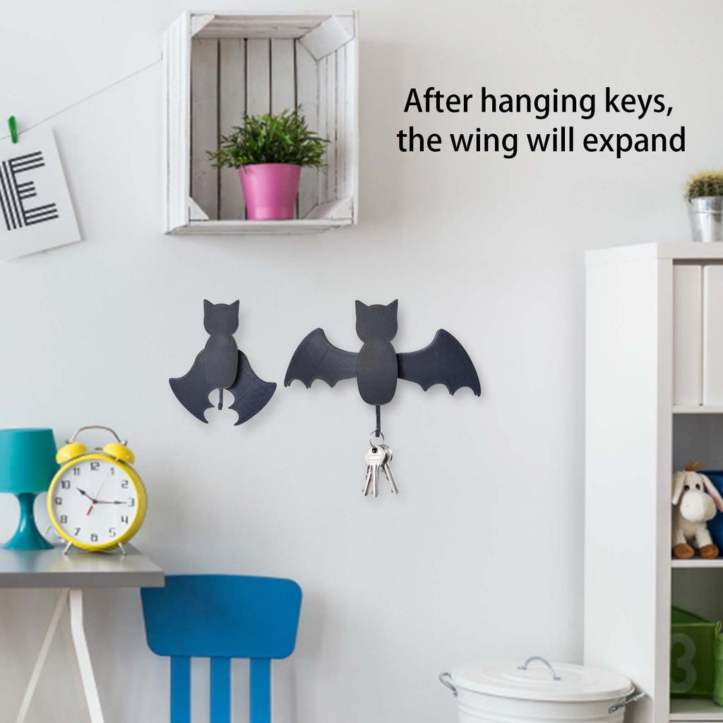 Creative Key Holder Bat Wing Key Hanger Wall Decoration Self Adhesive Key Hook Storage For Entryway Hallway Kitchen Office Decor
