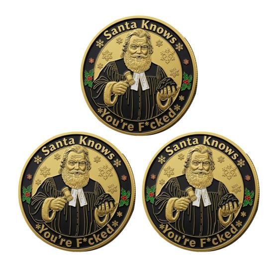 1/2/3/4/5Pcs Souvenir Coins Metal Christmas Gift Coins Christmas Decorative Keepsakes Coins Festive Atmosphere Enhancer