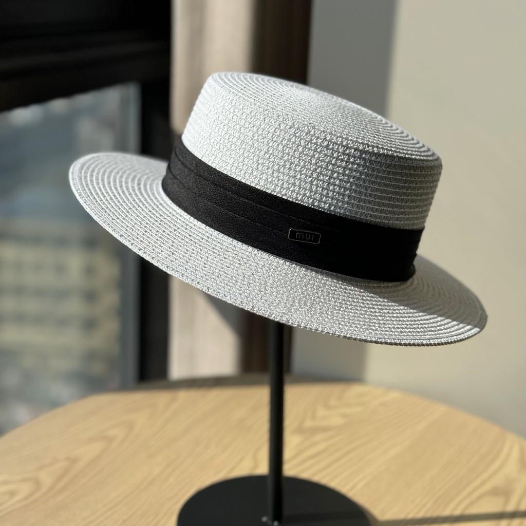 New French Flat-top Sunshade Straw Hat Women's Summer Outdoor Sunshade Sunscreen Fashion Sun Hat