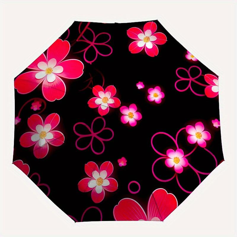 

1pc Floral Pattern Automatic Umbrella 8-Bone Design Compact Gear for Outdoor Travel, Perfect Holiday Gift y250827046