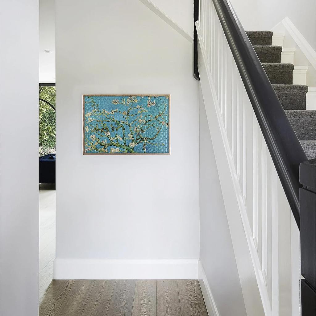 MISITU Micro Piece Jigsaw Puzzle, 1000 Pieces, Vincent van Gogh "Blooming Almond Tree Branches," Landscape Art, Painting, Masterpiece, Flowers,