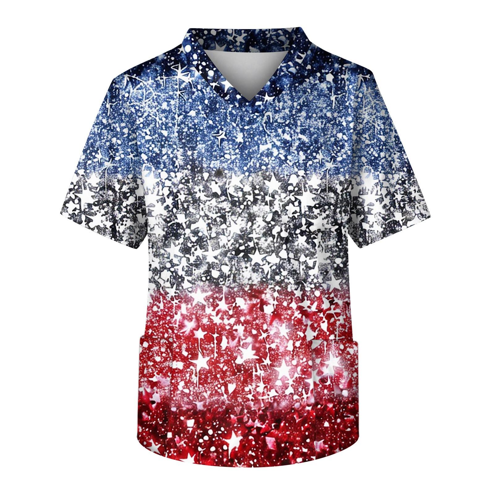 

Мужской топ с короткими рукавами и V-образным вырезом в честь Дня независимости и нагрудным карманом XXL розовый