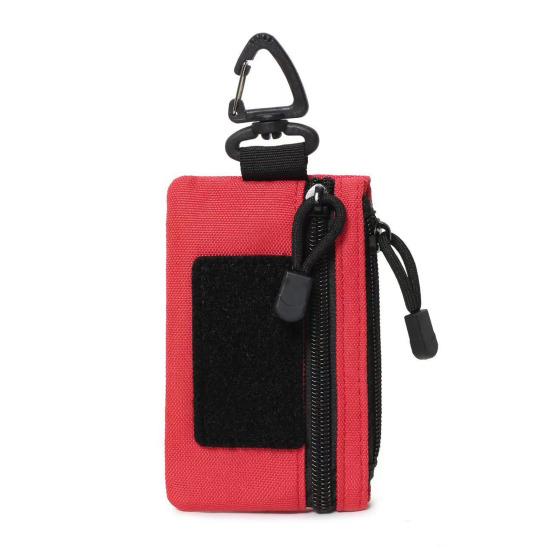 Mini Tactical Pouch Zippered EDC Utility Pouch with Carabiner Military Keychain Pouch Wallet for Belt Backpack Camping Hiking Hunting