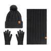 Winter Hat Scarf Gloves Set for Women Fleece Lined Pom Pom Skull Cap Long Scarf And Gloves Set Warm Knit 3 Pcs Set for Cold Weather
