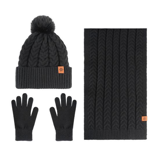 Winter Hat Scarf Gloves Set for Women Fleece Lined Pom Pom Skull Cap Long Scarf And Gloves Set Warm Knit 3 Pcs Set for Cold Weather