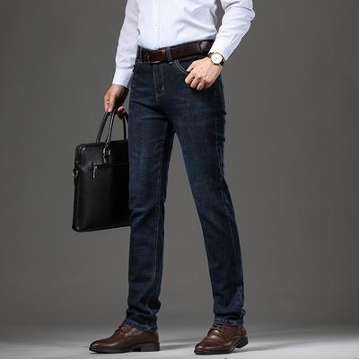 Outono Novo Stretch Negócios Masculino Reto Slim Jeans Calças Masculinas Calças Casuais