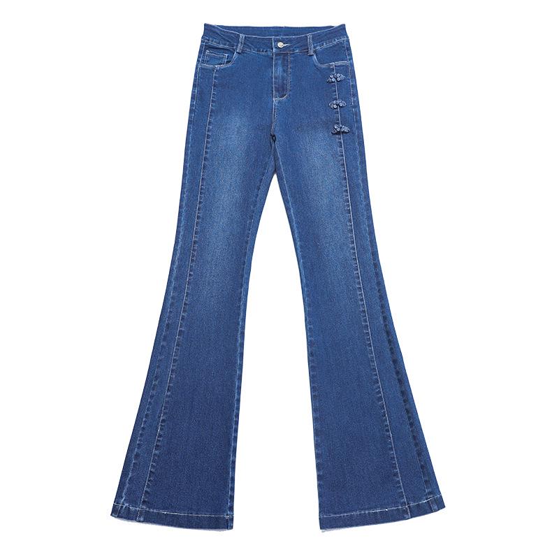 2023 Podzim Dámské Džíny s Vysokým Pasem Slim Fit Zvonové – Délka ke Kotníkům a Elastické