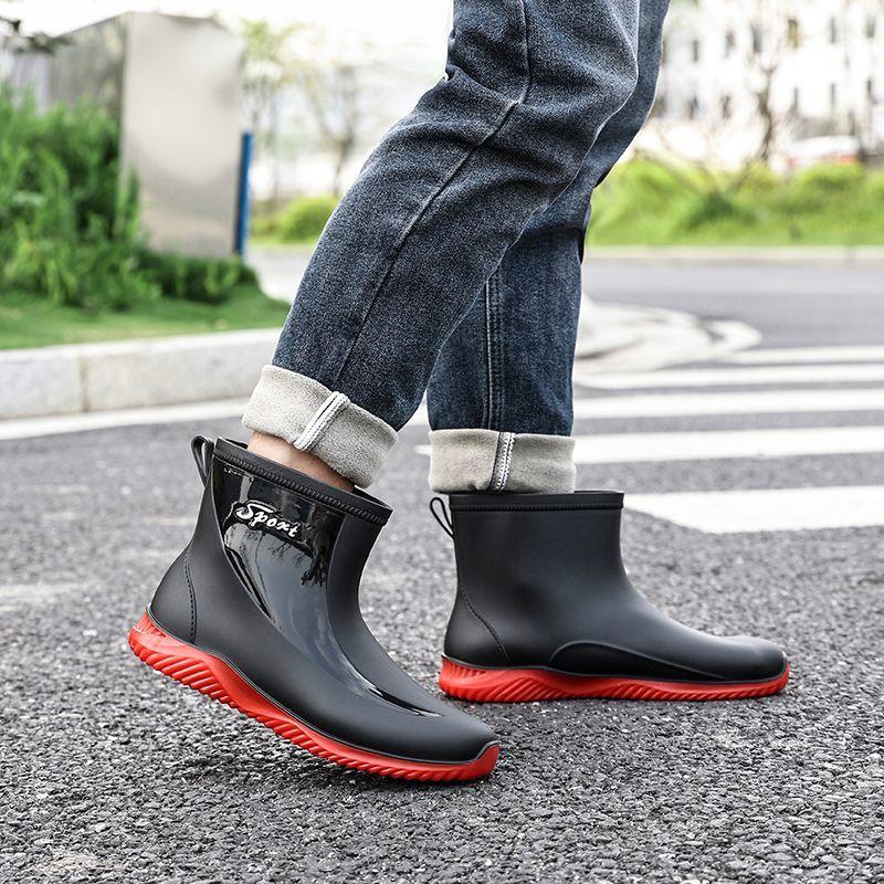 Silicone Male Shoes Wear to Work Soft Gumboots Teenagers Wellies Plastic Waterproof Resistant Wear-resistant Men's Rain Boots