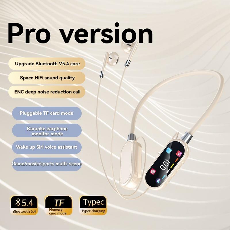 Kolorowy Ekran Słuchawki Bluetooth 5.4 Słuchawki na Szyję Bezprzewodowe Zestawy Słuchawkowe HiFi Stereo Redukcja Szumów Słuchawki douszne na Koncert