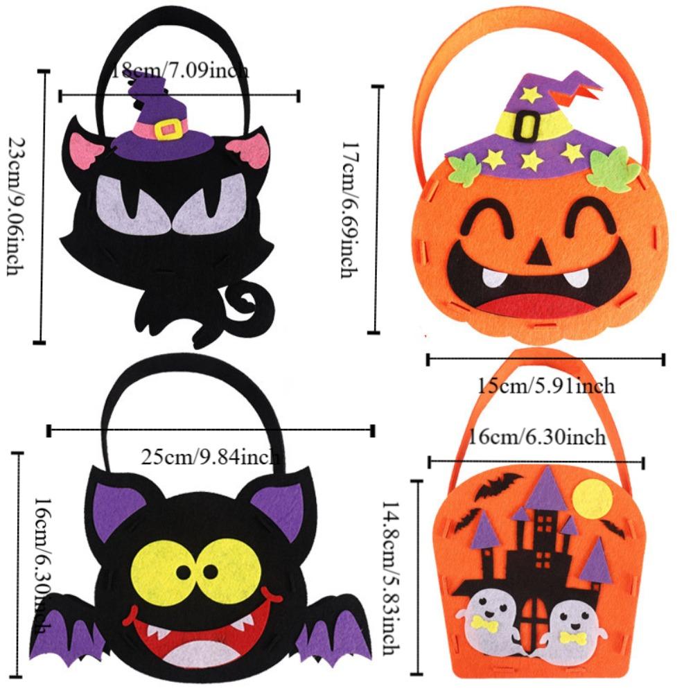 4pcs Pumpkin Halloween Candy Bag Cartoon Gift Basket Tote Bag Portable Storage Bucket For Kids