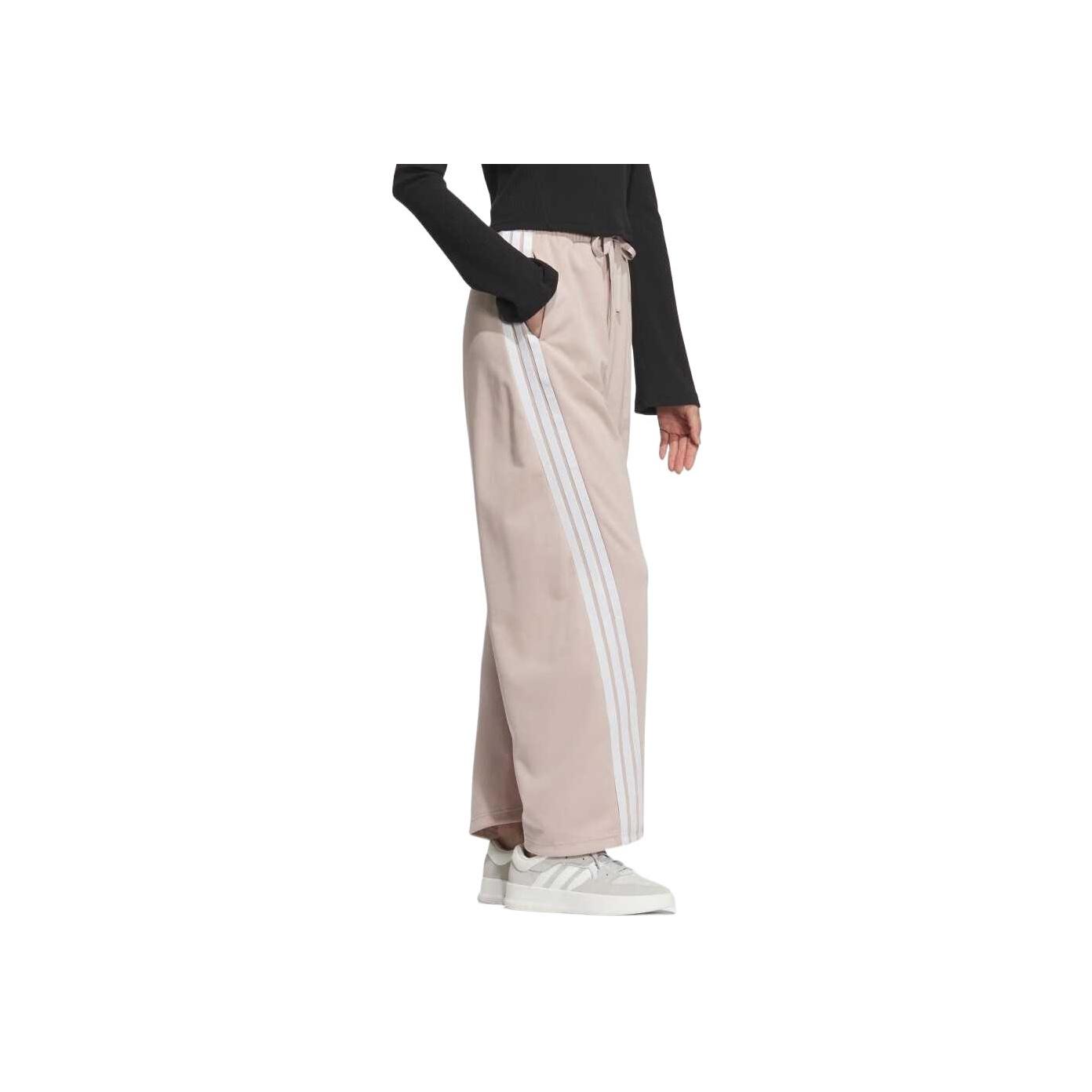 

Adidas Originals Women Wide Leg Striped Knit Pants Pink White JY7698 XS