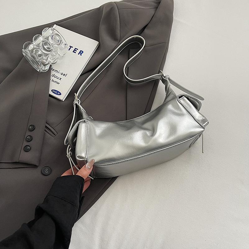 Fashion Red Soft Leather Commuter Bag Women's New Spice Girl Style Versatile Underarm Bag Shoulder Bag