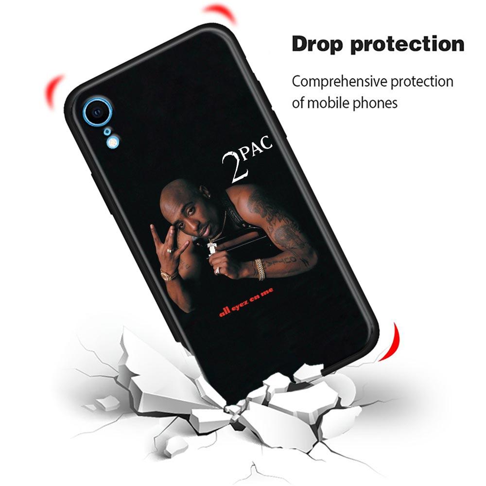 Hiphop Rap Singer 2Pac Tupac Shakur Phone Case for iPhone 17 16 14 15 Pro Plus 11 13 17 Pro 17Air 16 e Case Black Soft Cover
