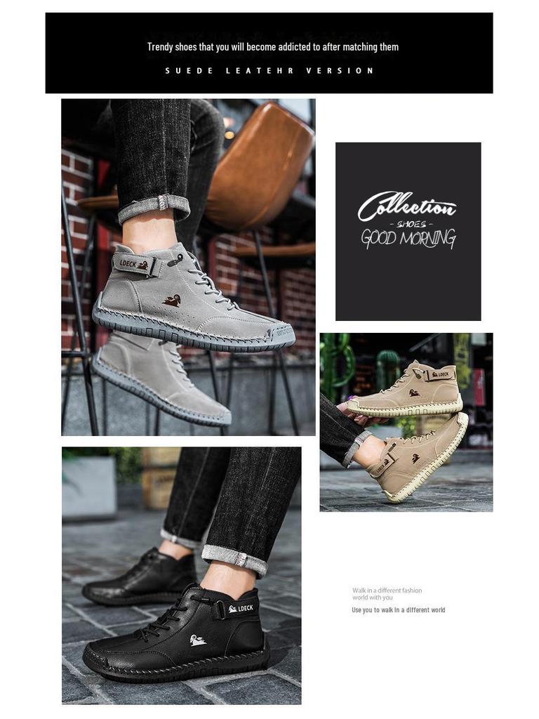 Pánské nové ležérní jarní vysoké ručně šité martensky