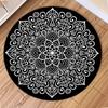 Boho Mandala Runder Teppich Ethnisch Floral Rutschfeste Matte für Wohnzimmer Schlafzimmer Dekor Teppich im Vintage-Stil für Zuhause und Yoga-Praxis