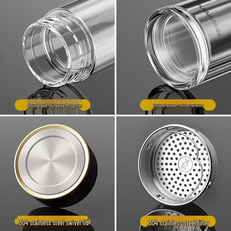 Fuguang G2120 Double-Layer Borosilicate Glass Water Bottle