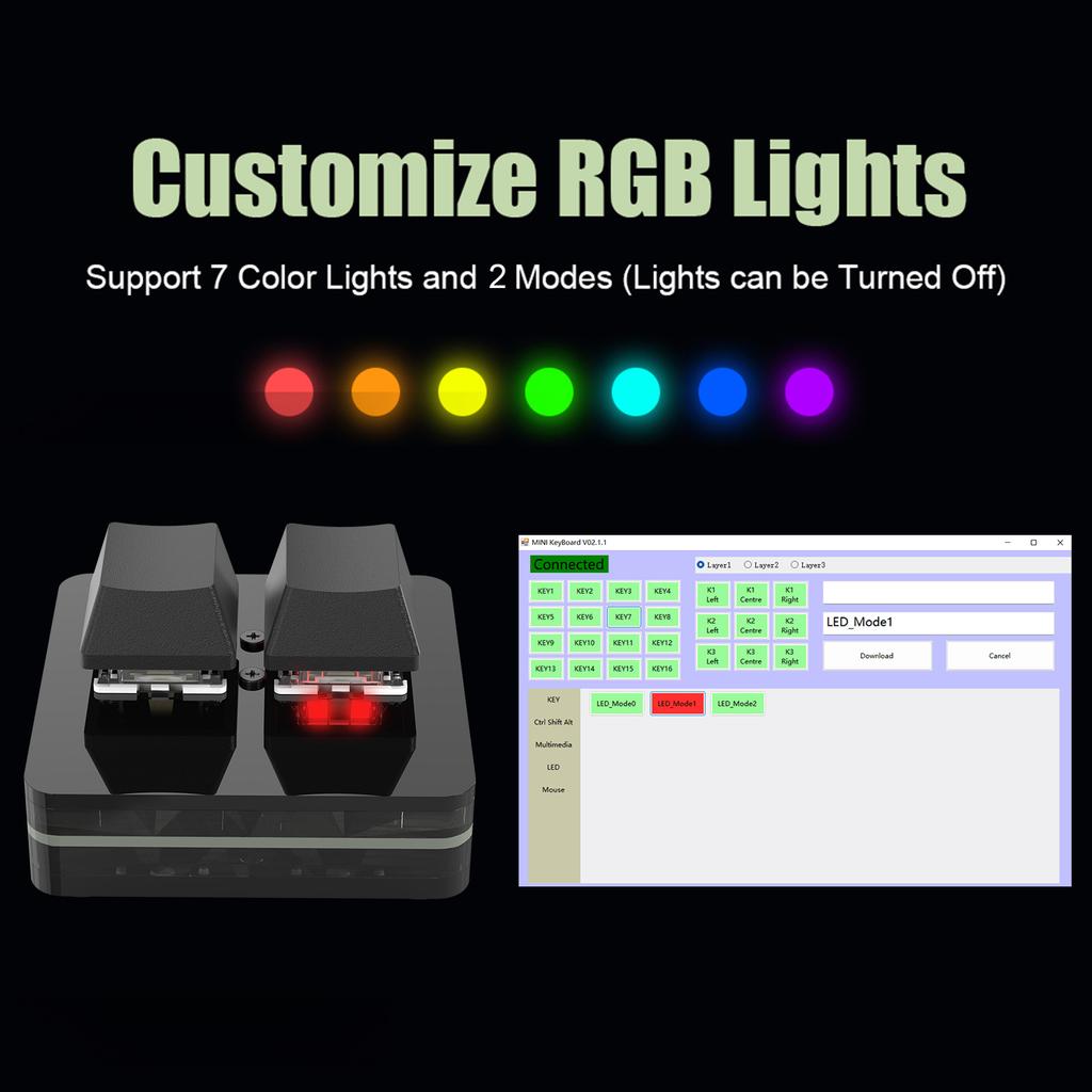 USB-C Customized Keyboard Mini Copy Paste 2 3 6 Keys Knob with LED RGB Light Mechanical Hot Swap Programmable Macro Keypads