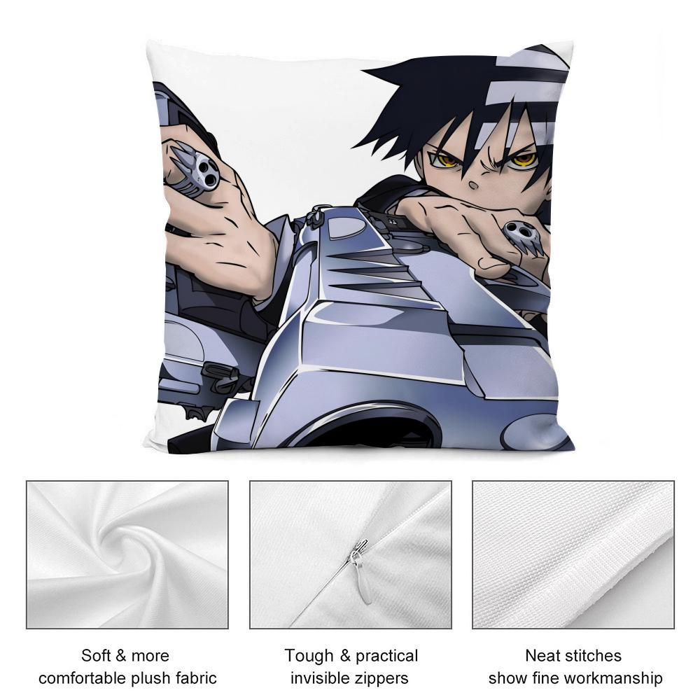 Hot Anime S-Soul EaterS Pillow Case Anti-dustmite Pillow Invisible zipper silky short plush Sofa cushion cover