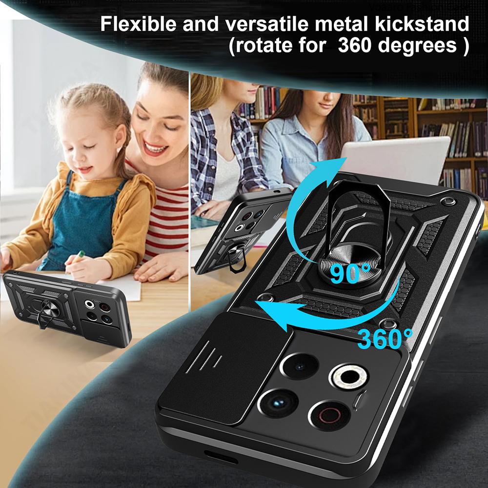 Slide Lens Armor Funda for Tecno Spark 30 Pro 4G Case Magnetic Rotate Ring Stand Holder Cover for Tecno Spark 30 Pro 4G Case