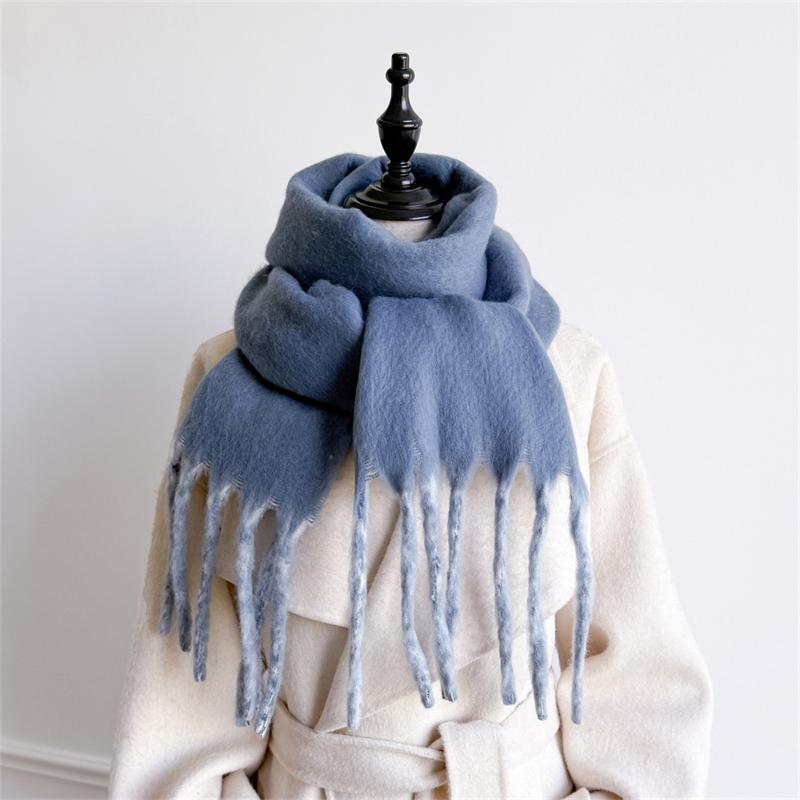 New Winter Scarf Men Women Cashmere Warm Solid Pashmina Blanket Wraps Female Thick Soft Bufanda Tassel Shawl Long Poncho Echarpe