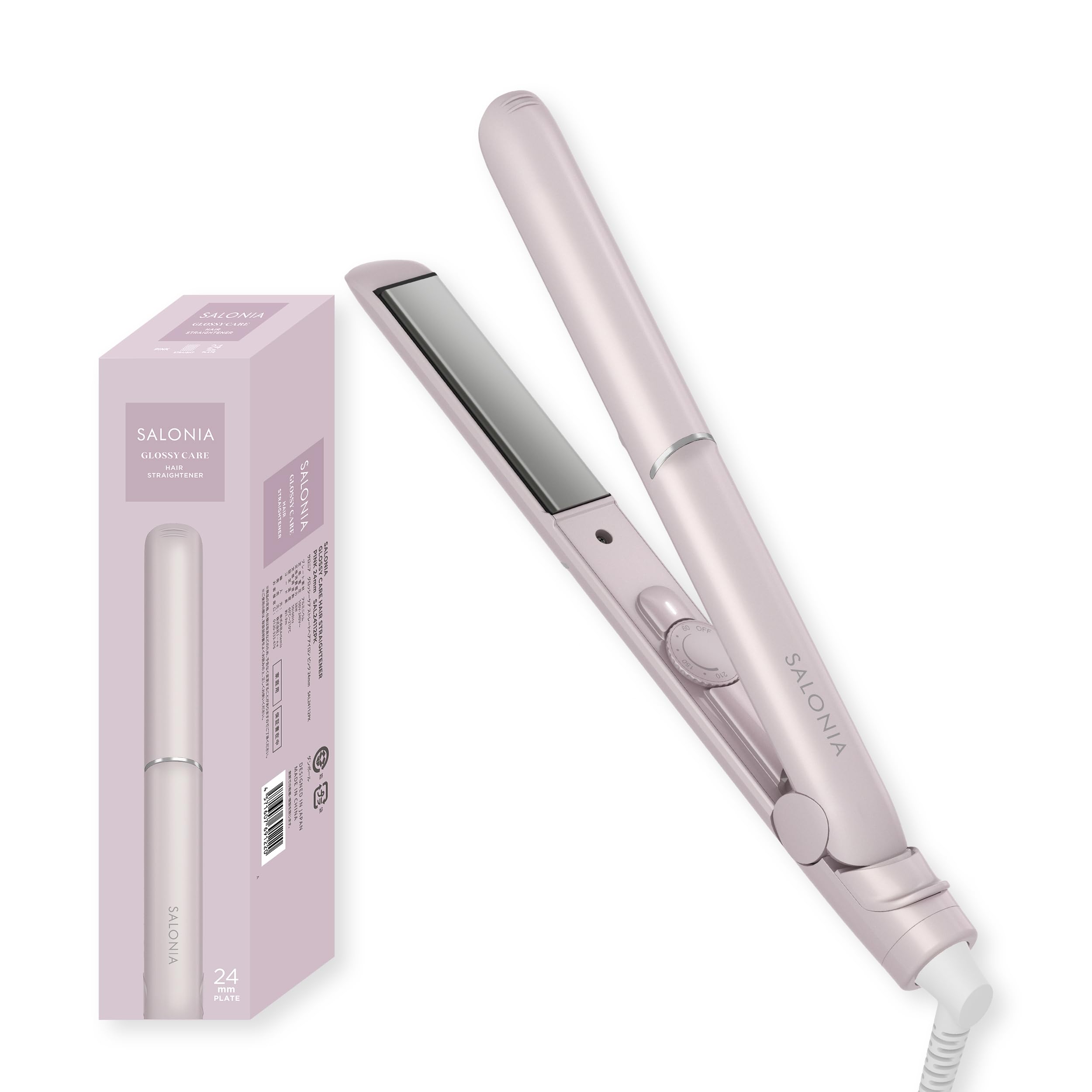 

SALONIA Glossy Care Straight Iron Hair Iron 24mm Pink [Used] рожевий