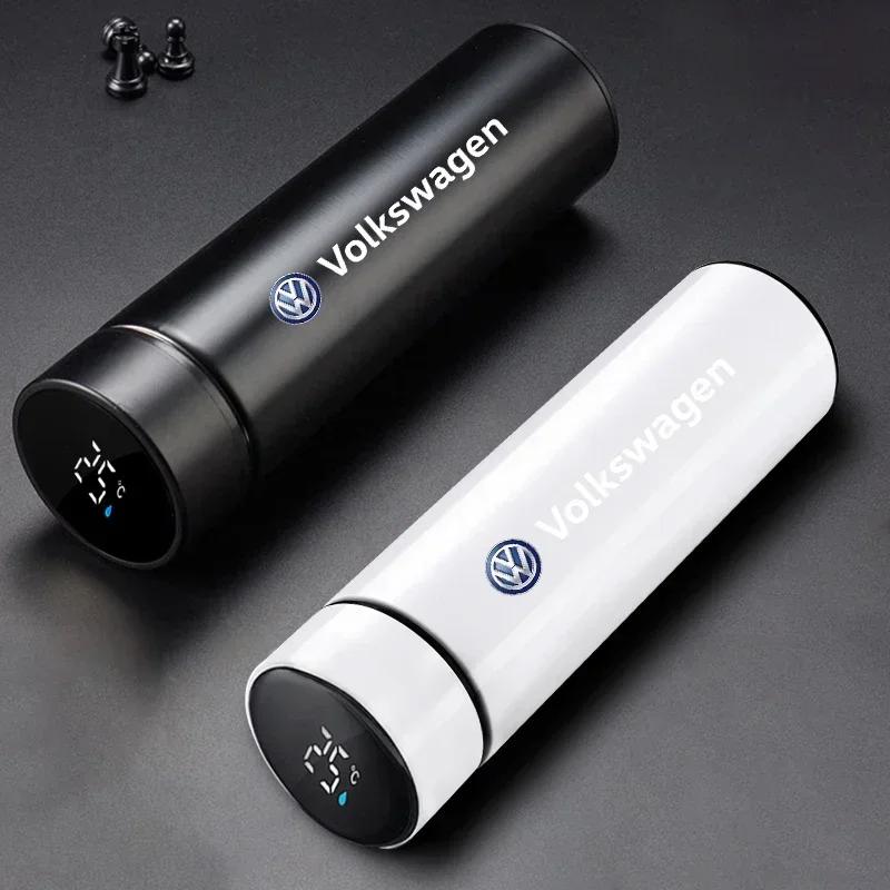 New Car Smart Thermos Mug Insulation Cup Led Digital Temperature Display For Volkswagen VW GTI Rline R Polo Golf MK8 Passat
