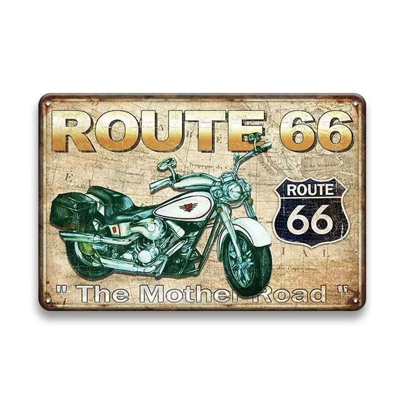 Route 66 Souvenir License Plate, Vintage Metal Auto Sign 20x30cm