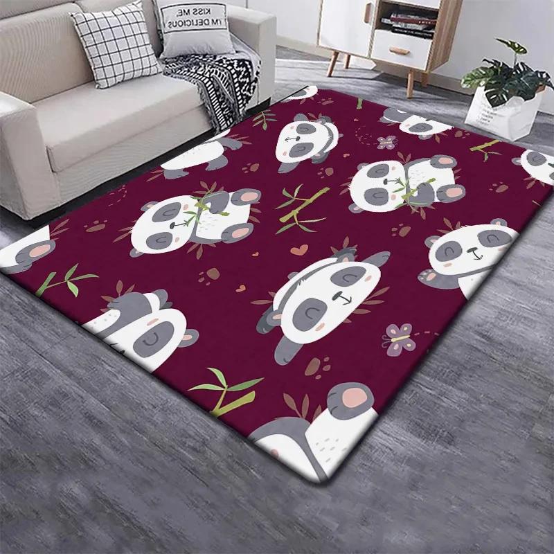 Cute Panda Carpet for Bedroom Bathroom Living Room Decor Baby's Crawling Mat Soft Cartoon Animal Area Rug Non-slip Play Mats