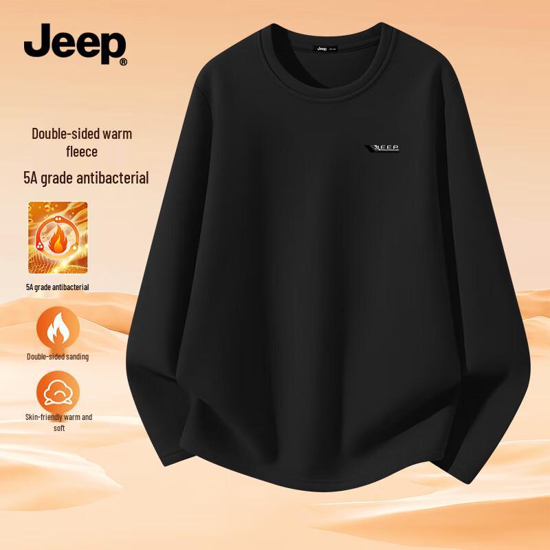 JEEP Men s Fleece-Lined Thermal Round Neck Long-Sleeve T-Shirt XL